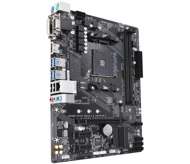 Материнская плата Gigabyte GA-A320M-S2H 1.1-3.0, AM4, AMD A320, Micro-ATX