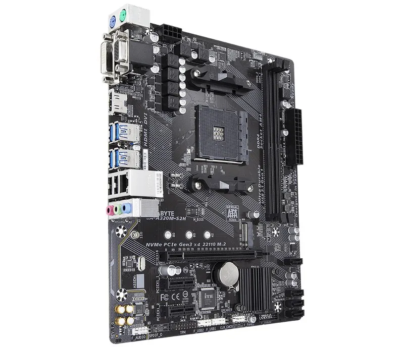 Материнская плата Gigabyte GA-A320M-S2H 1.1-3.0, AM4, AMD A320, Micro-ATX