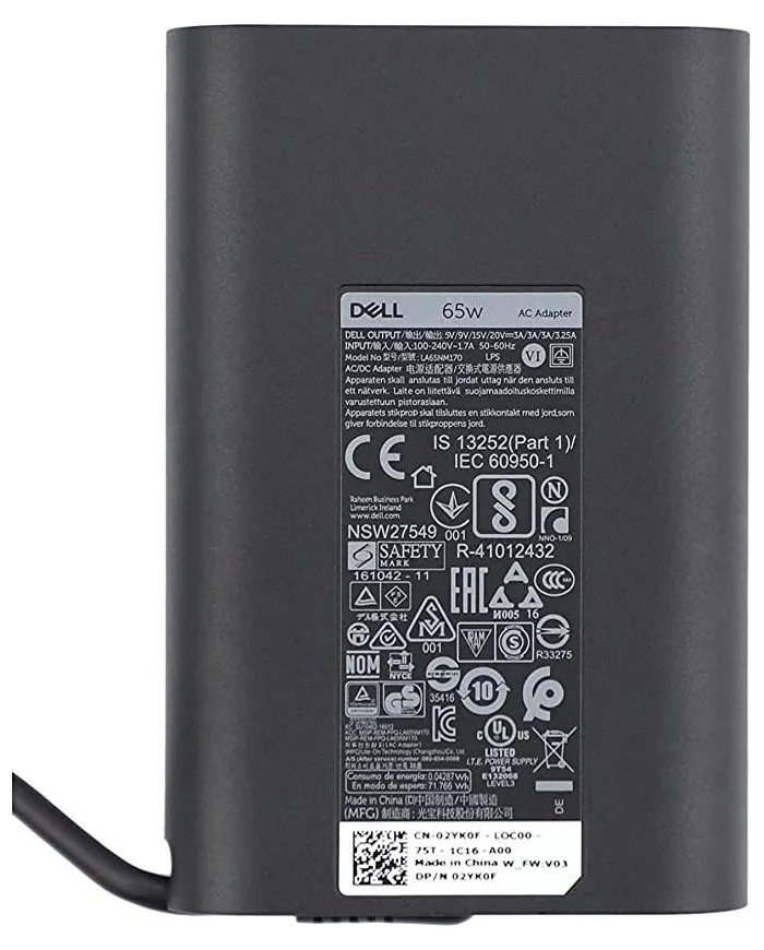 Adaptor de rețea DELL CP040U, 65 W, Negru