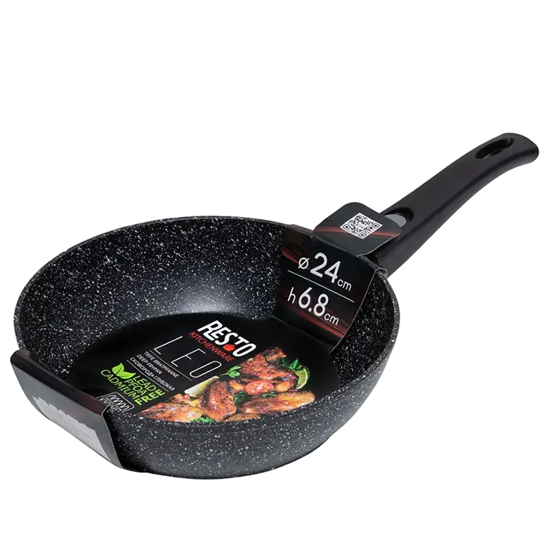Сковорода глубокая RESTO 93040, 24см, Чёрный