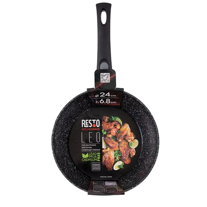 Сковорода глубокая RESTO 93040, 24см, Чёрный