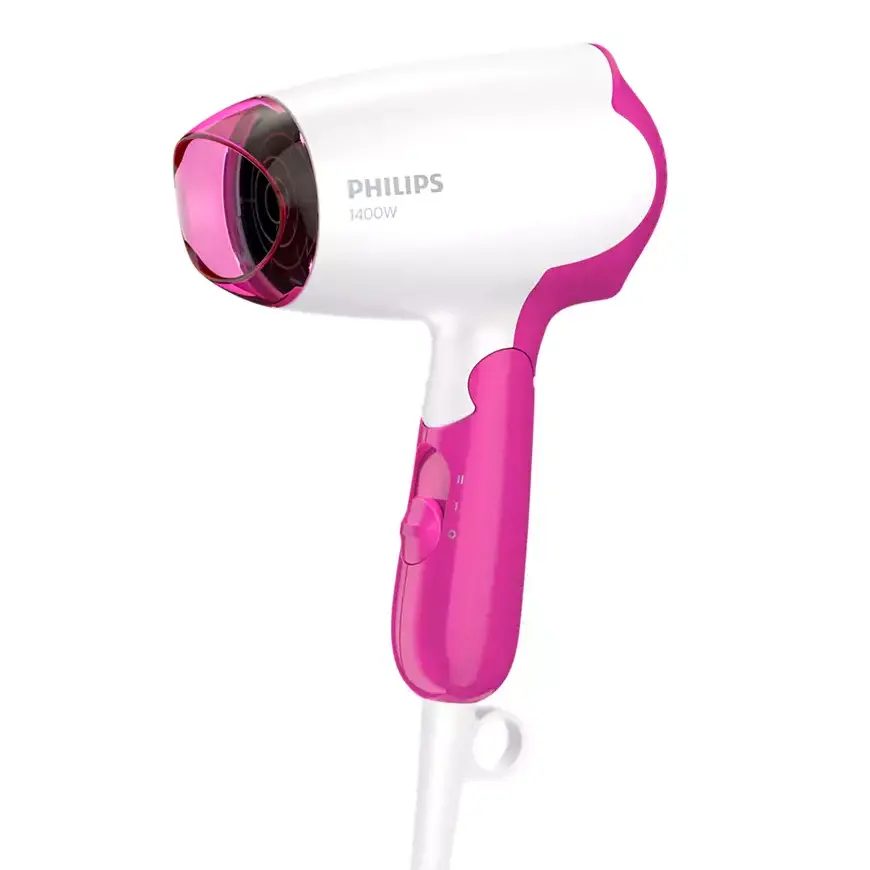 Uscător de păr compact Philips DryCare Essential BHD003/00, 1400 W, Alb | Roz