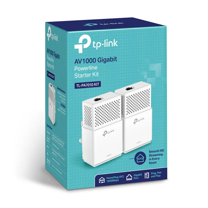 Адаптер Powerline TP-LINK TL-PA7010 KIT, AV1000, 1000 Мбит/с, Белый