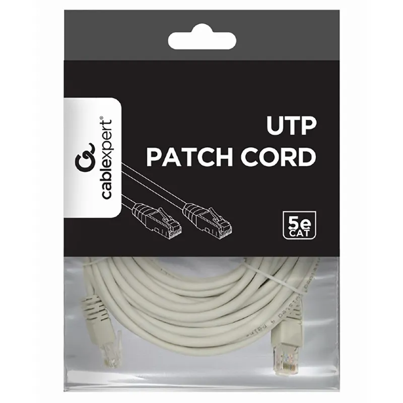 Patch cord Cablexpert PP12-10M, CAT5e UTP, 10m, Gri