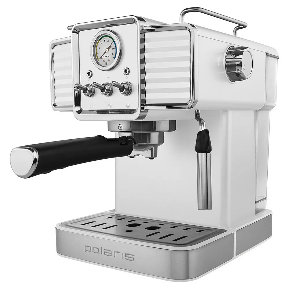Espressor manual Polaris PCM1538E, 1350W, Alb