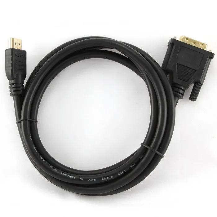 Cable HDMI to DVI  1.8m Cablexpert, male-male, GOLD, 18+1pin single-link, CC-HDMI-DVI-6
