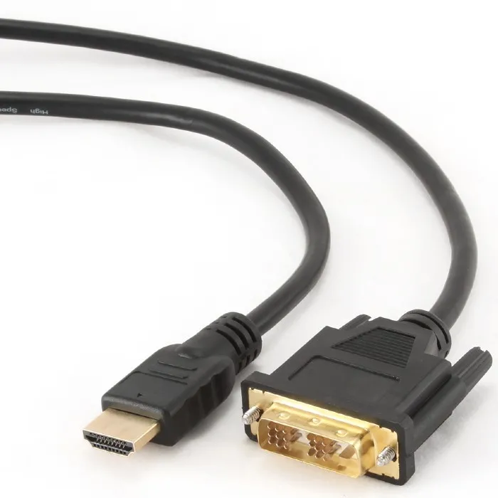 Cable HDMI to DVI  1.8m Cablexpert, male-male, GOLD, 18+1pin single-link, CC-HDMI-DVI-6