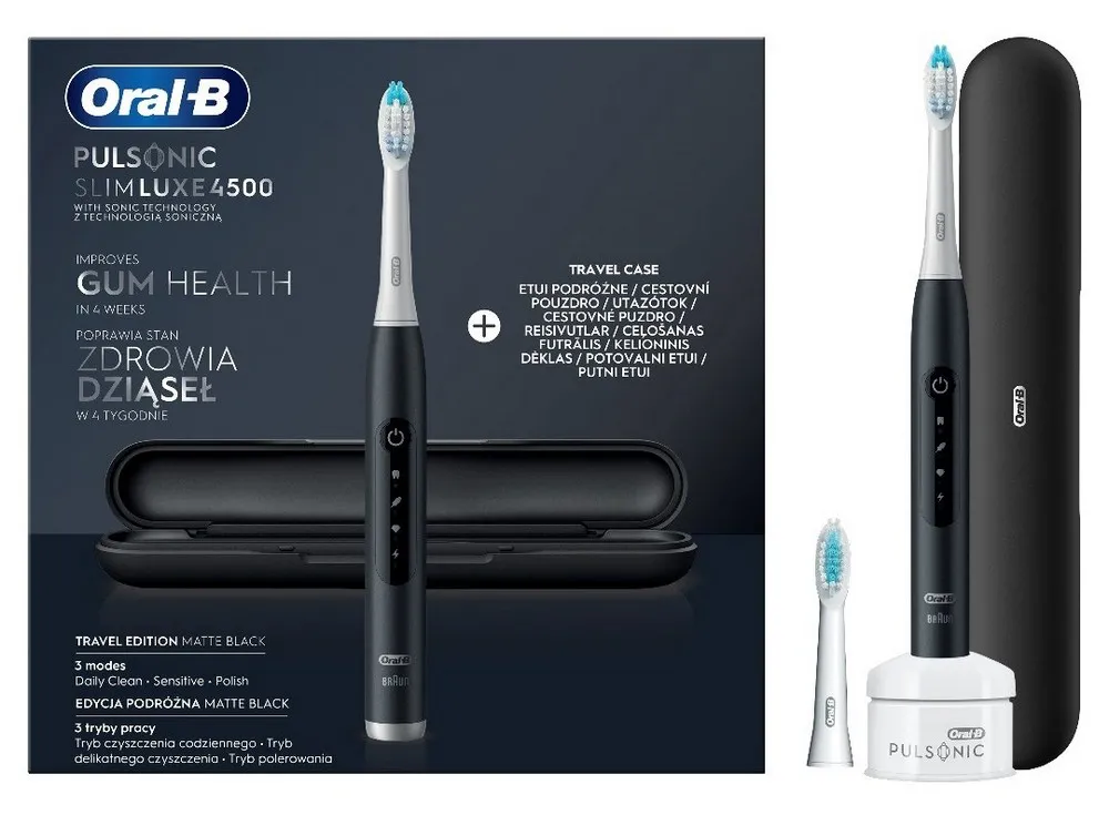 Звуковая зубная щетка BRAUN Pulsonic Slim Luxe 4500, Матовый черный