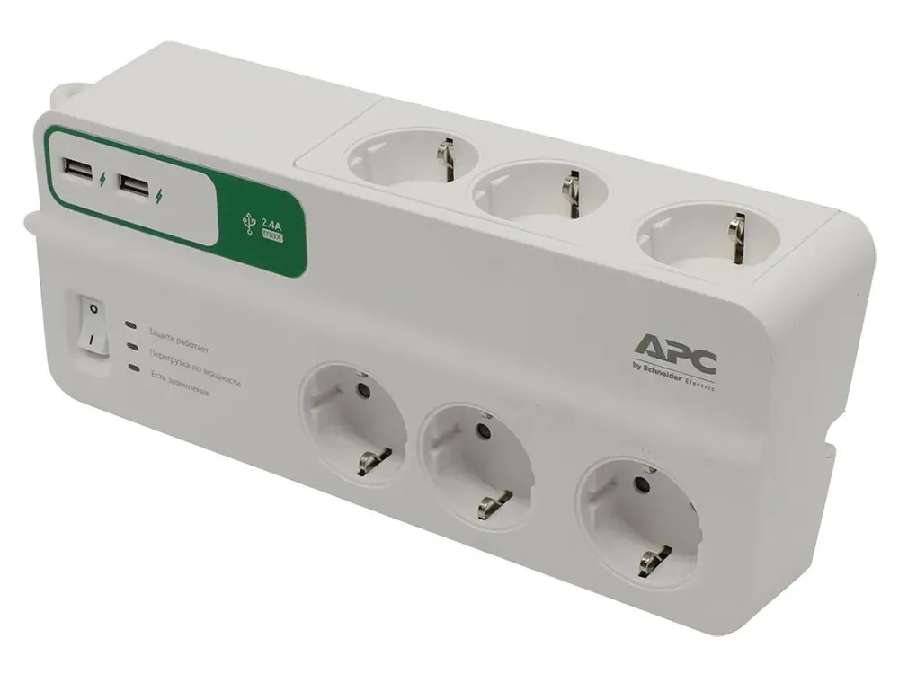 Prelungitor electric APC Essential SurgeArrest PM6U-RS, 6 Prize, 2m, Alb