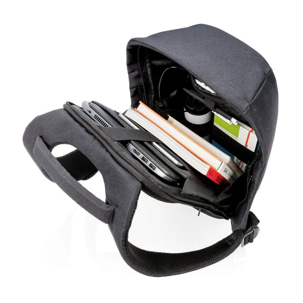 Rucsac pentru Laptop Bobby Compact, 14", Piele artificială, Negru/Alb