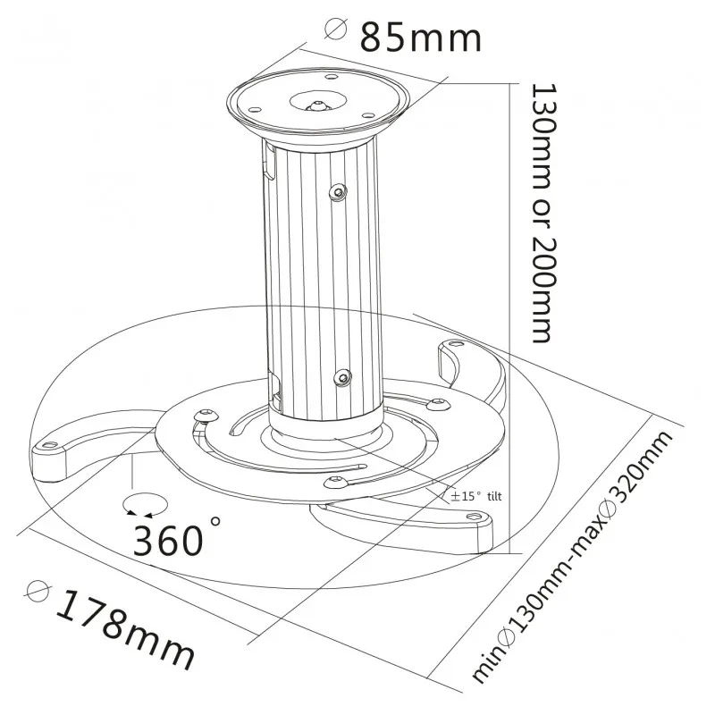 Suport pentru tavan Reflecta Medusa II, Argintiu