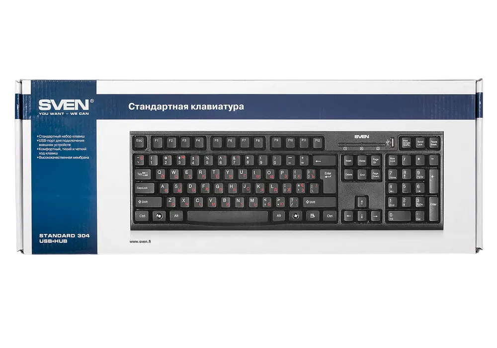 Tastatură SVEN Standard 304, Cu fir, Negru