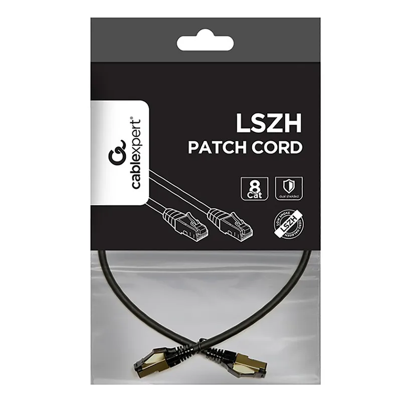 Patch cord Cablexpert PP8-LSZHCU-BK-0.25M, Cat8 S/FTP, 0,25m, Negru