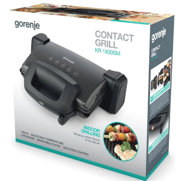 Электрический Гриль Gorenje CONTACT GRILL KR1800SM, 1800Вт, Чёрный