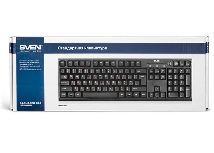 Tastatură SVEN Standard 304, Cu fir, Negru