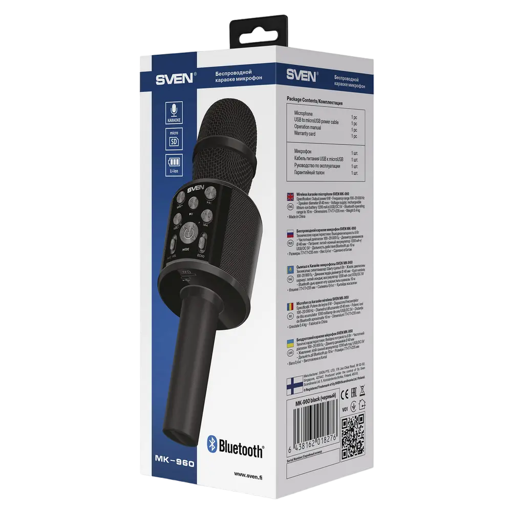 Microfon Karaoke SVEN MK-960, Fără fir, Negru