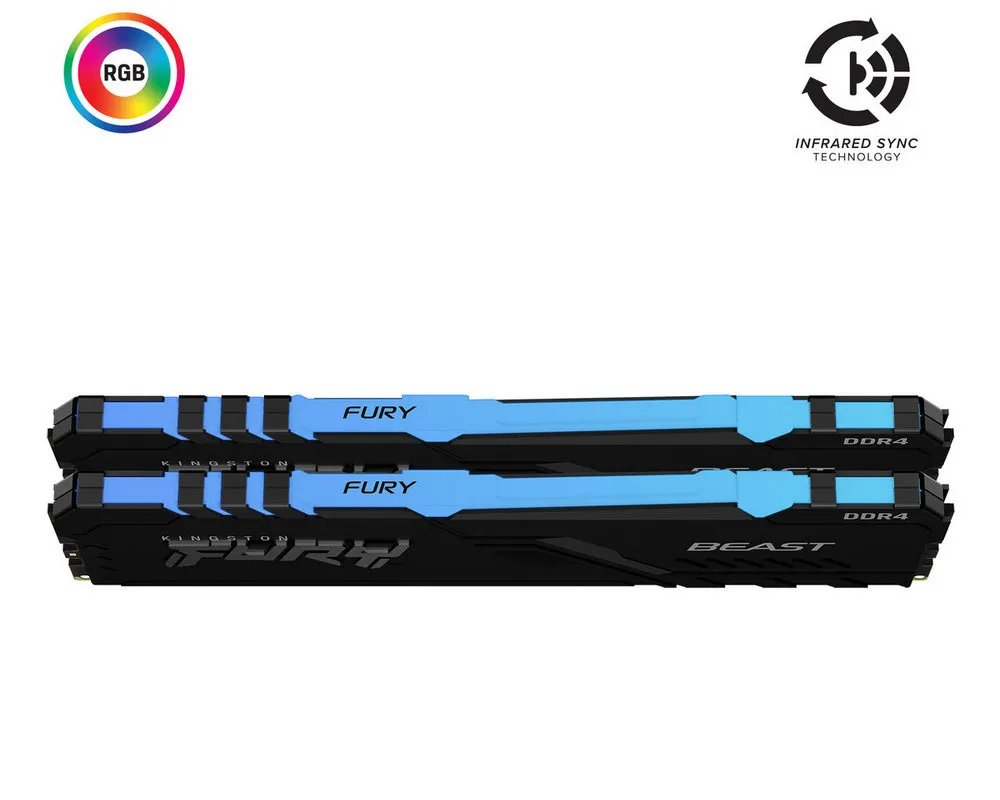 Оперативная память Kingston FURY Beast RGB, DDR4 SDRAM, 3200 МГц, 32Гб, KF432C16BB1AK2/32