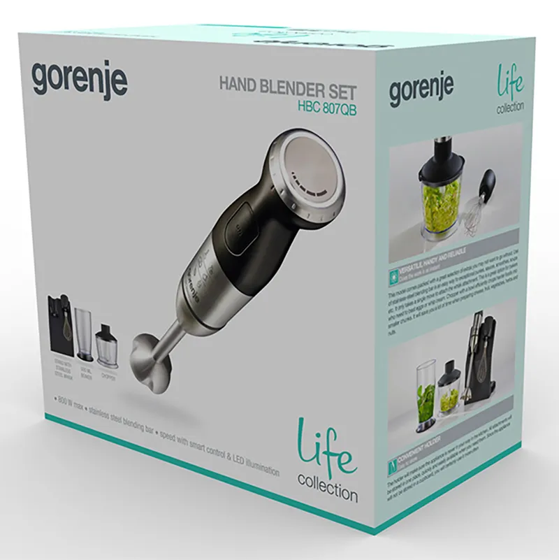 Погружной блендер Gorenje HBC 807QB, Черный Серебристый