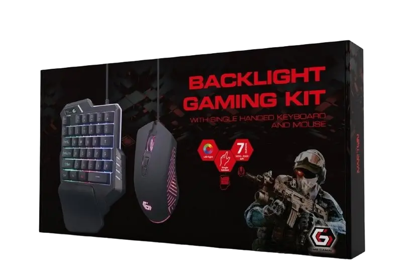 Gaming Kit IVAR TWIN, 35-key keyboard & mouse, 1000-3200 dpi, 7 buttons, Rainbow LED, USB