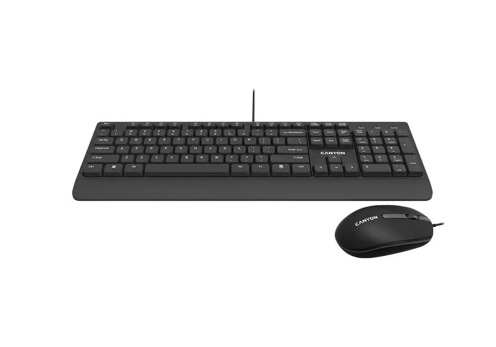 Клавиатура и мышь Canyon SET-14, Проводное, Чёрный