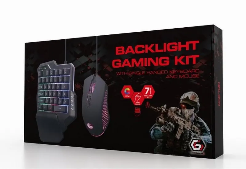 Gaming Kit IVAR TWIN, 35-key keyboard & mouse, 1000-3200 dpi, 7 buttons, Rainbow LED, USB