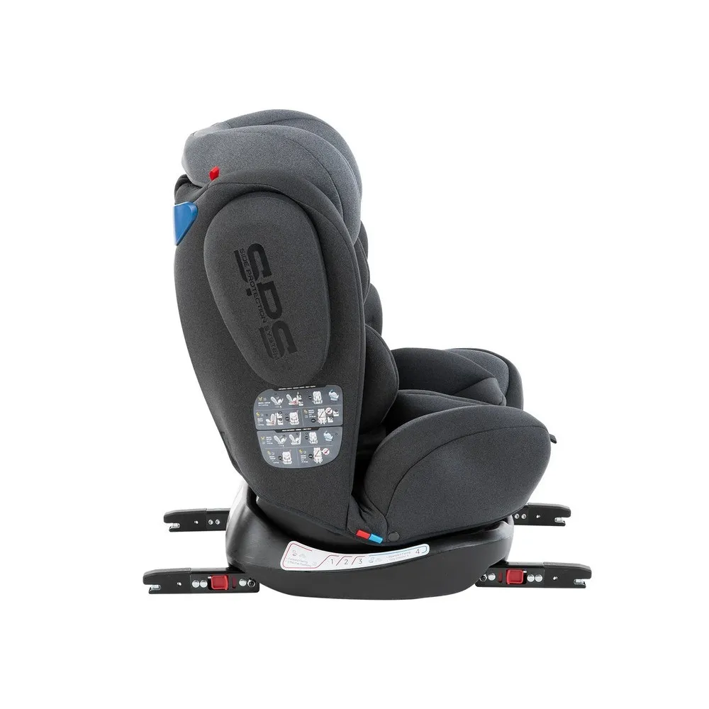 Scaun auto Kikka Boo 4 Fix DOUBLE ISOFIX, Grupa 0+/1/2/3 (0-36 kg), Gri inchis