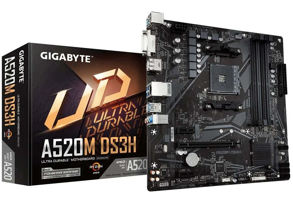 Материнская плата Gigabyte A520M DS3H 1.0, AM4, AMD A520, Micro-ATX
