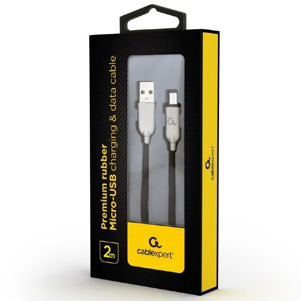 Cablu încărcare și sincronizare Cablexpert CC-USB2R-AMmBM-2M, USB Type-A/micro-USB, 2m, Alb