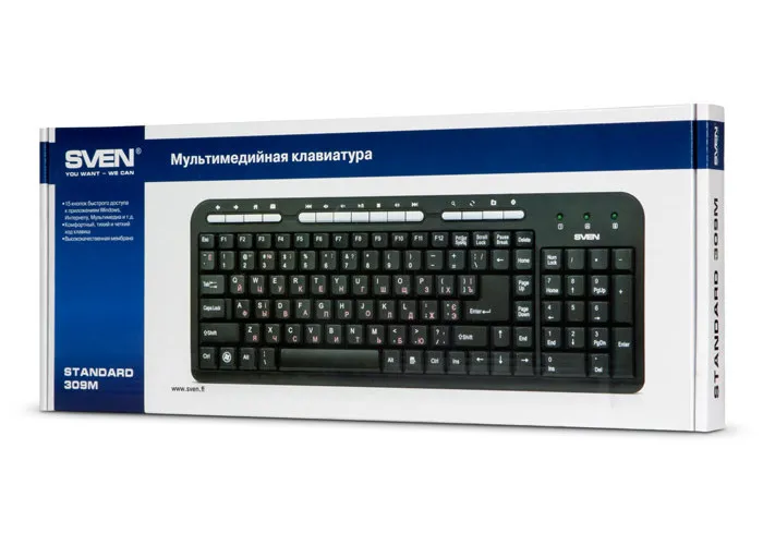 Tastatură SVEN Standard 309M, Cu fir, Negru