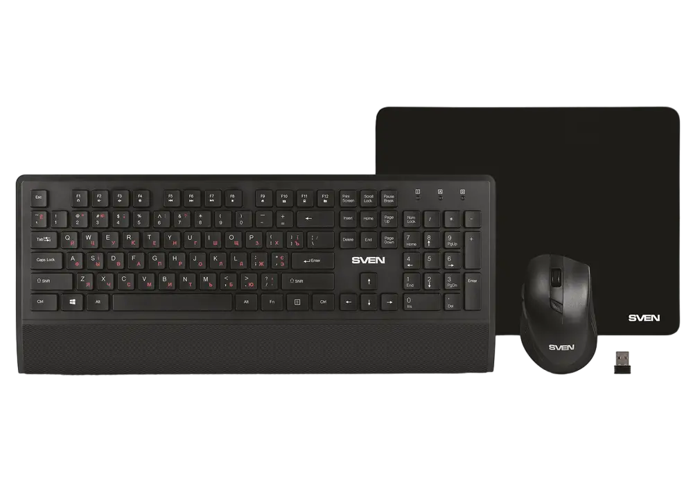 Set Tastatură + Mouse + Mouse Pad SVEN KB-C3800W, Fără fir, Negru