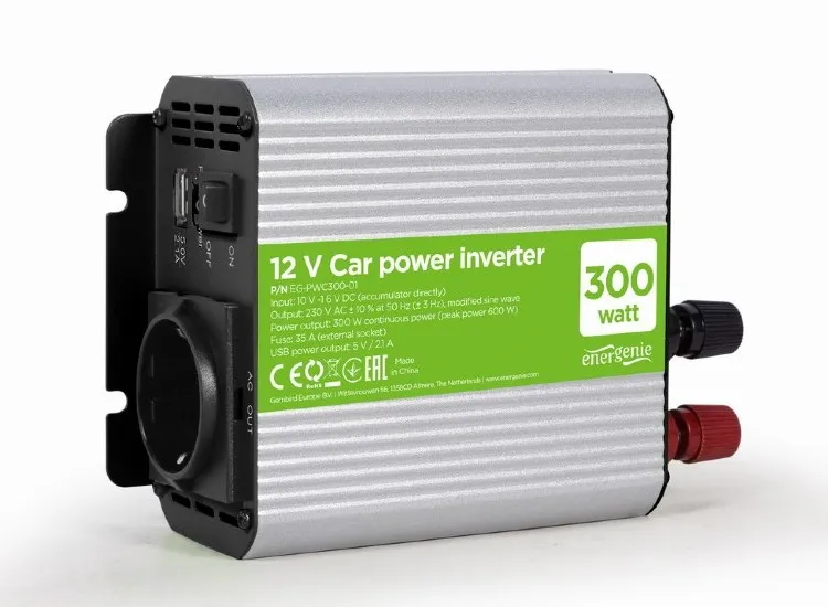Invertor Auto Energenie EG-PWC300-01, 300W, Gri