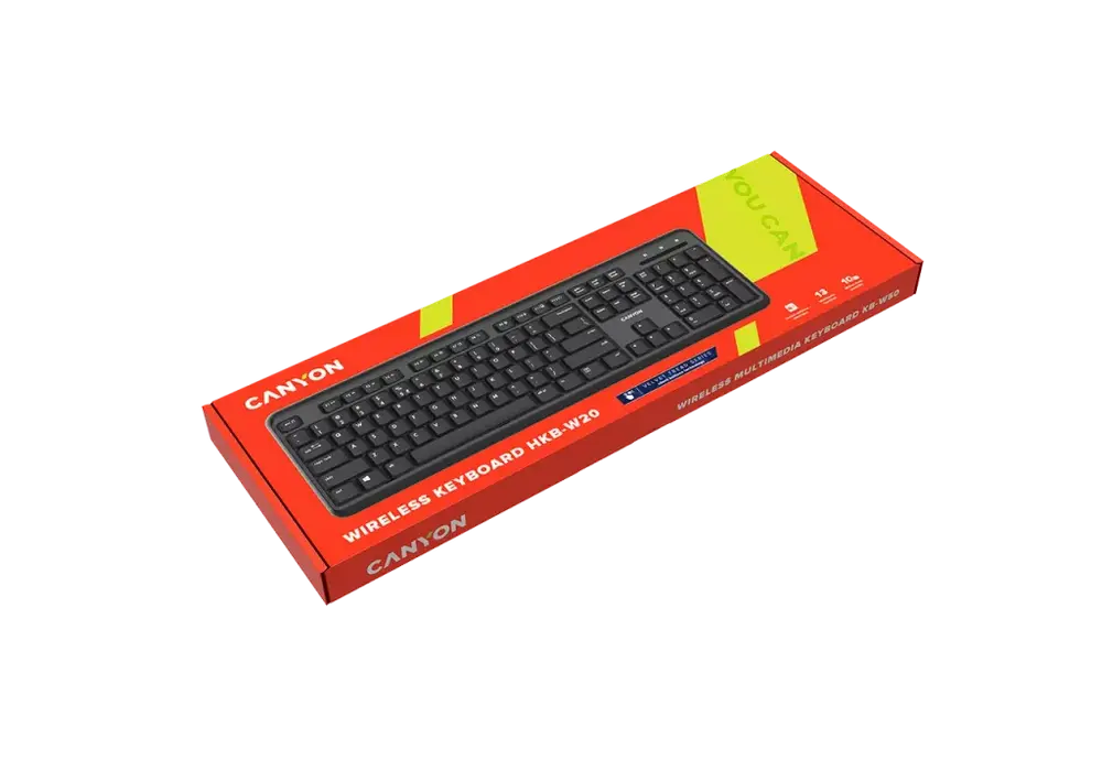 Клавиатура Canyon W20, Беспроводное, Чёрный
