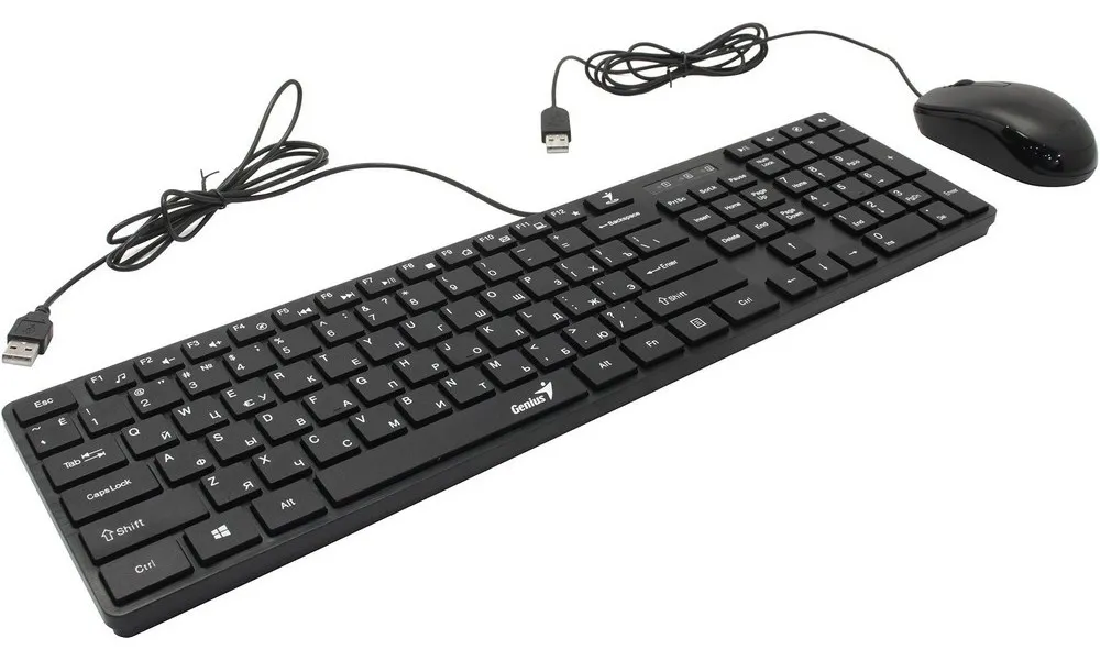 Клавиатура и мышь Genius SlimStar C126, Проводное, Чёрный
