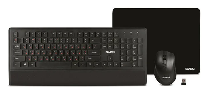 Set Tastatură + Mouse + Mouse Pad SVEN KB-C3800W, Fără fir, Negru