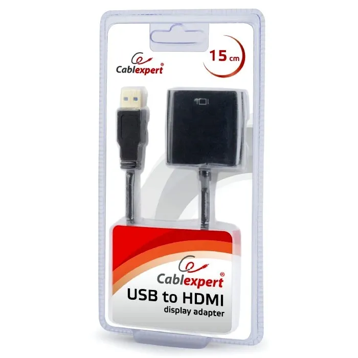 Convertor Video Gembird A-USB3-HDMI-02, USB Type-A - HDMI (F), 0,15m, Negru
