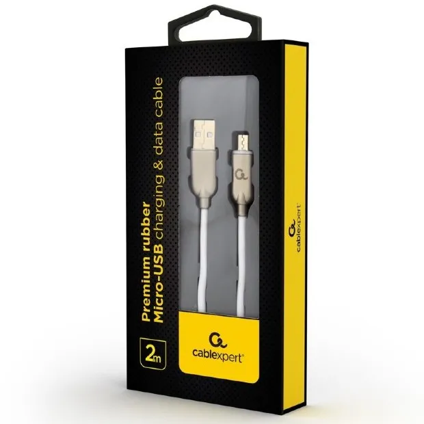 Cablu încărcare și sincronizare Cablexpert CC-USB2R-AMmBM-2M-W, USB Type-A/micro-USB, 2m, Alb