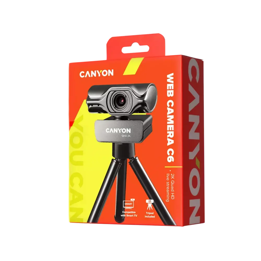 Веб-камера Canyon C6, Quad HD, Чёрный