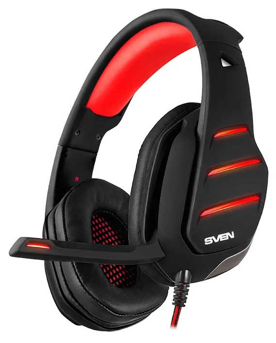 Căști gaming SVEN AP-U997MV, Cu fir, Negru/Roșu