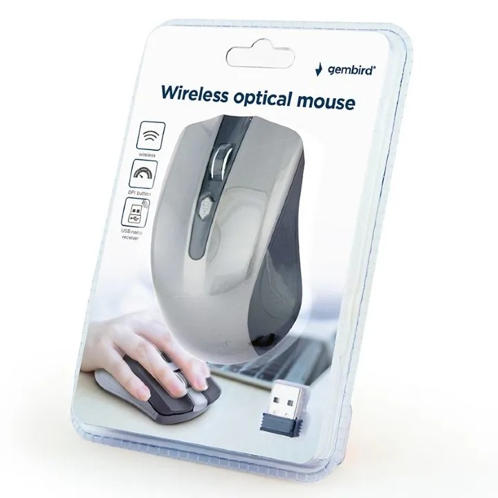Mouse Wireless Gembird MUSW-4B-04-BG, Negru/Gri