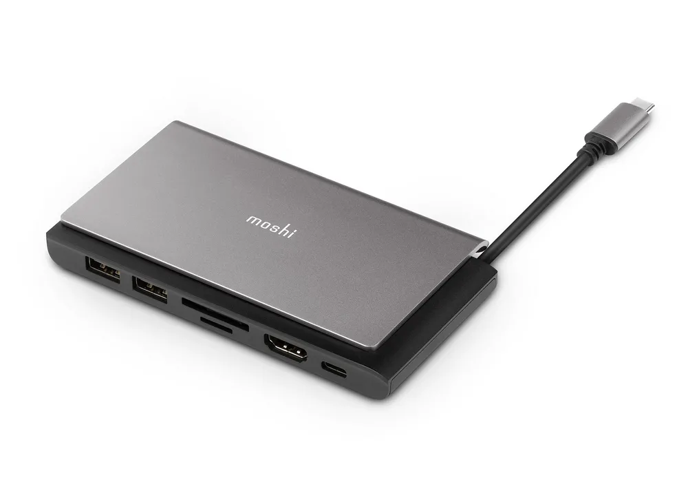 Adapter  MOSHI  Symbus Mini 7-in-1 portable Type-C hub, Titanium Gray