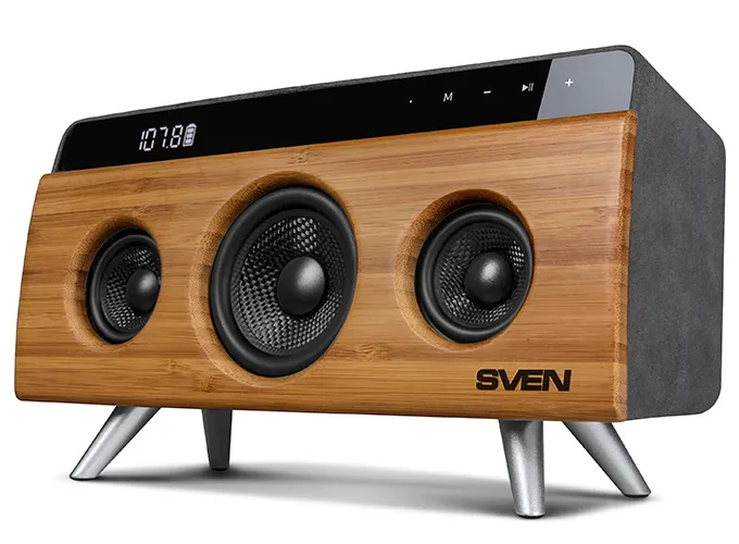 Audio System SVEN HA-930 Bamboo, 30W, Bluetooth, FM, USB, LED-display, 2x2200mA*h