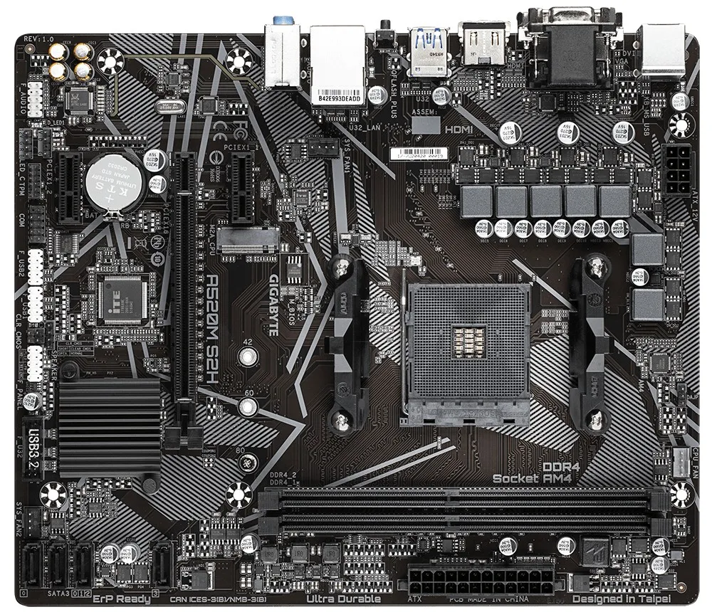 Placă de bază Gigabyte A520M S2H 1.0, AM4, AMD A520, Micro-ATX