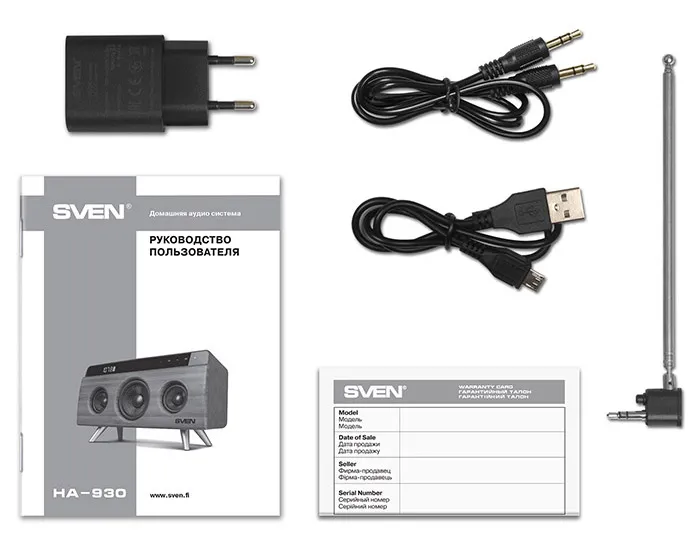 Audio System SVEN HA-930 Bamboo, 30W, Bluetooth, FM, USB, LED-display, 2x2200mA*h