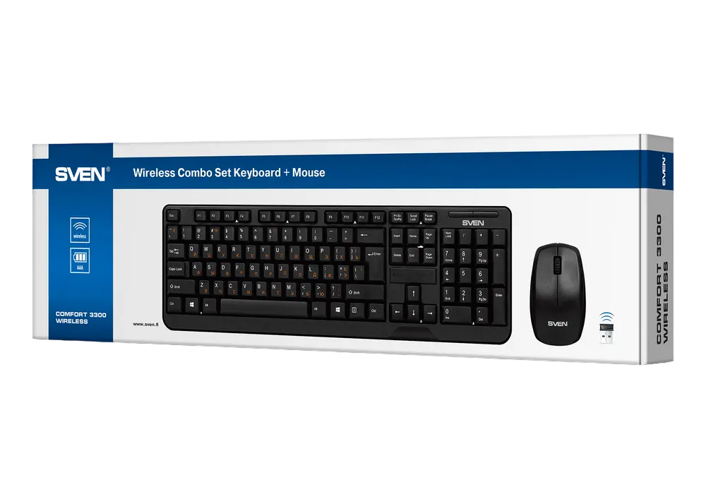 Set Tastatură + Mouse SVEN Comfort 3300, Fără fir, Negru