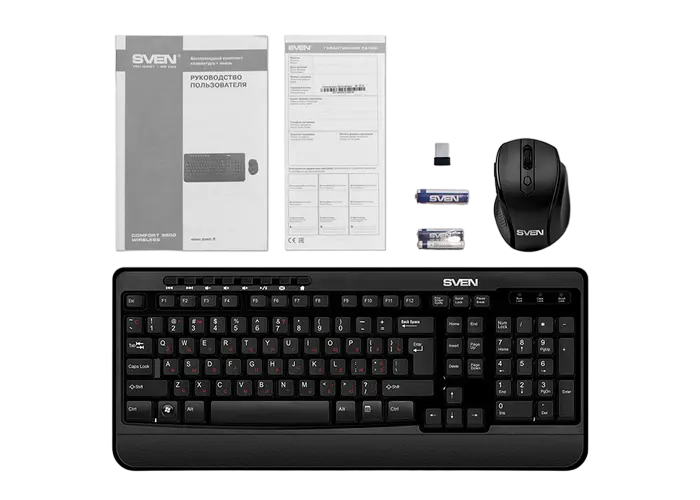 Set Tastatură + Mouse SVEN Comfort 3500, Fără fir, Negru