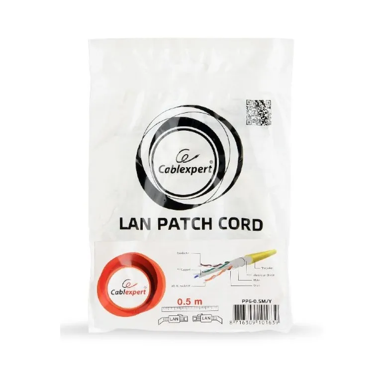 Patch cord Cablexpert PP6-1M/Y, Cat6 FTP , 1m, Galben