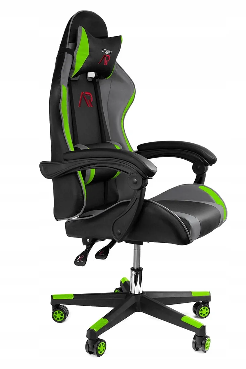 Игровое кресло ARAGON (серый/черный/зеленый)