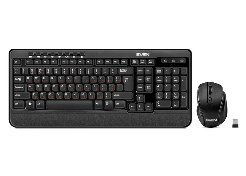 Set Tastatură + Mouse SVEN Comfort 3500, Fără fir, Negru