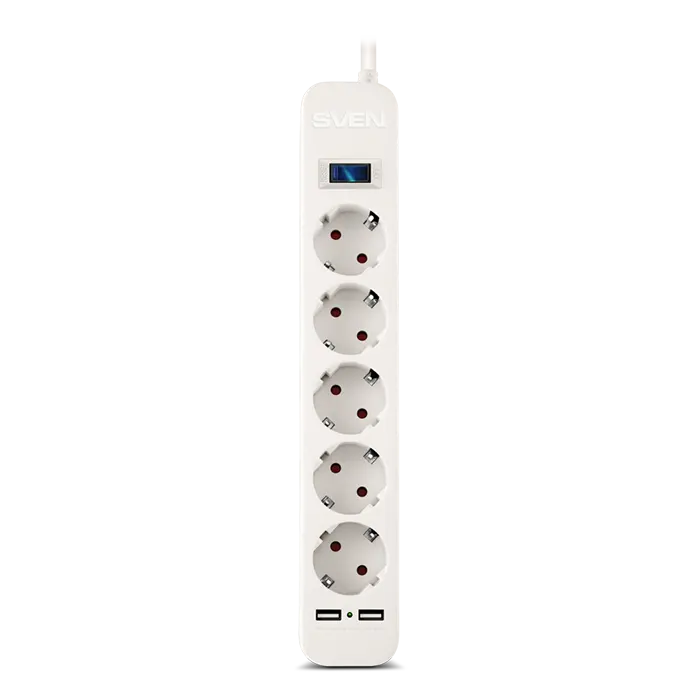Prelungitor electric SVEN SF-05LU, 5 Prize, 3 m, Alb
