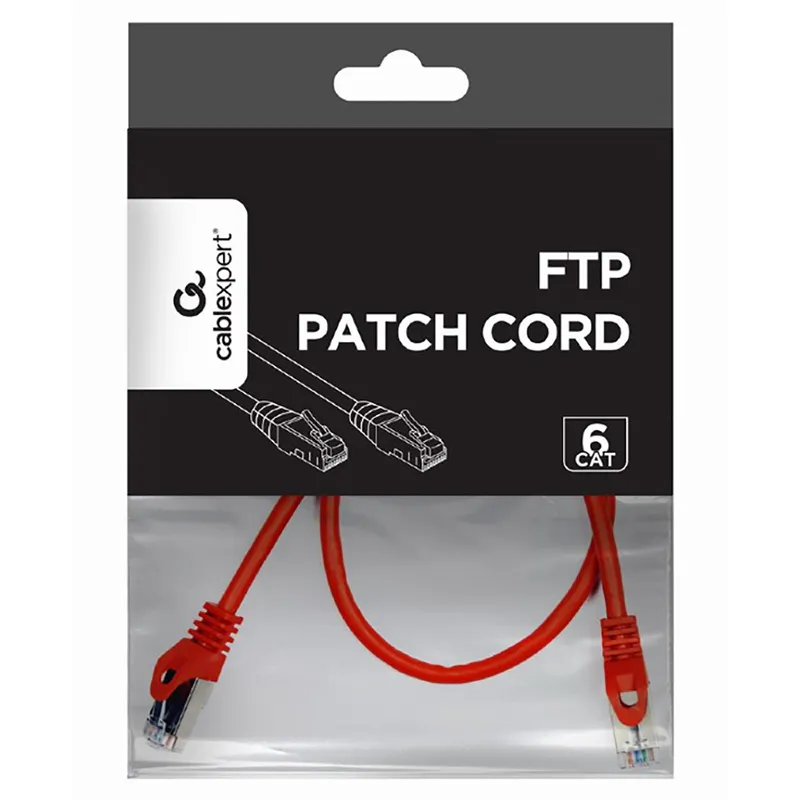 Patch cord Cablexpert PP6-0.5M/R, Cat6 FTP , 0,5m, Roșu